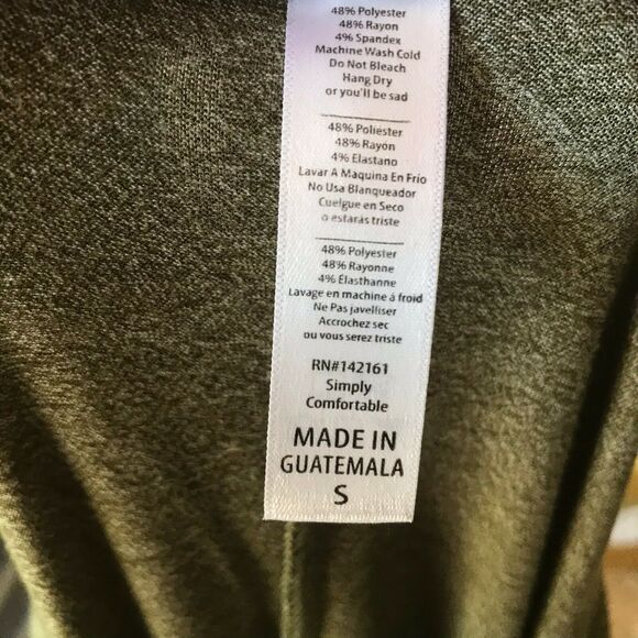 LuLaRoe Womens Top Size Small Perfect T Tunic Olive Shirt Green Heathered Solid - Picture 5 of 5